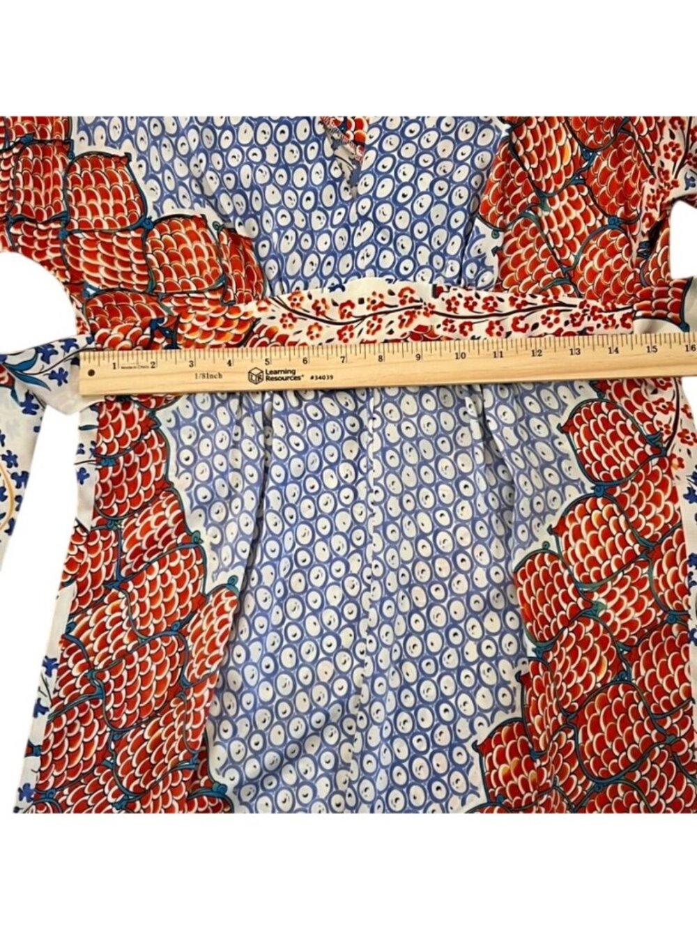 Single Dress 100% Silk Art-to-Wear Kimono Wrap Midi Dress Boho Print Sz S Resort - Picture 12 of 13